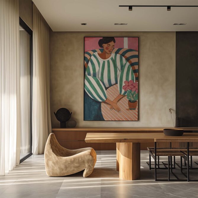 Alternative view of Woman in Stripes in Thought